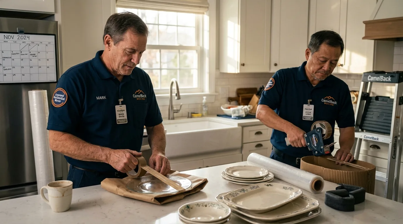 Professional crew packing kitchen dishware in Bartlett, NE